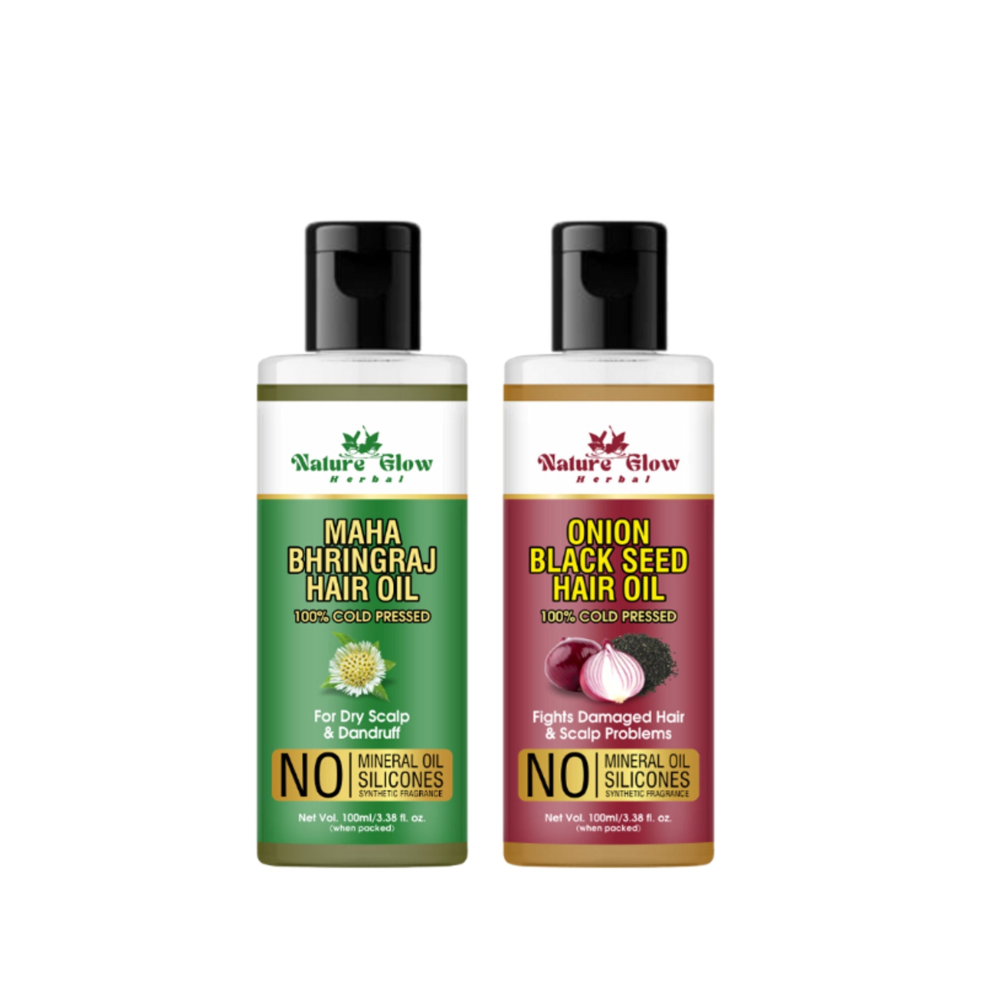 Nature Glow Herbal Bhringraj & Onion Black Seed Hair Oil Combo