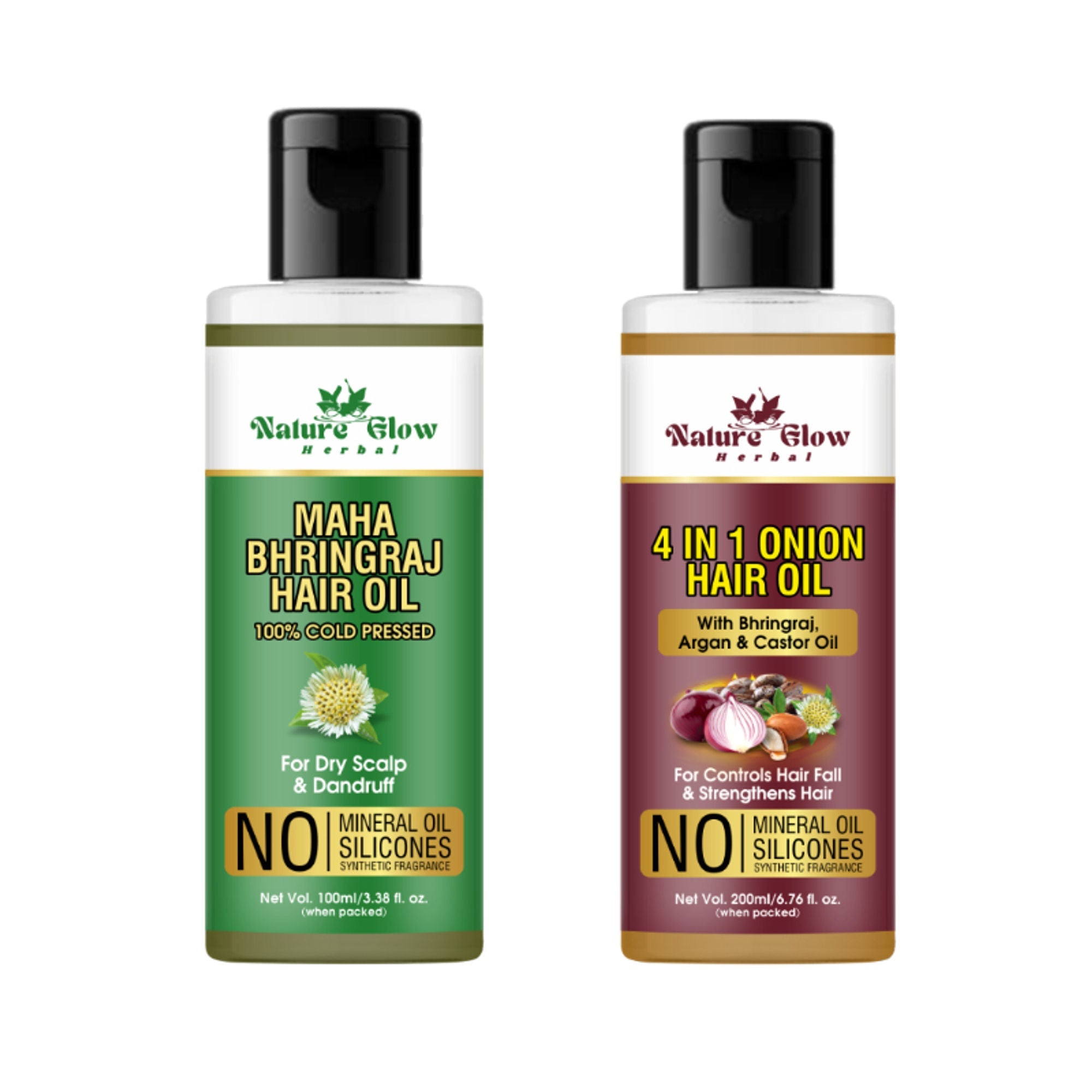 Nature Glow Herbal Bhringraj & 4 In 1 Hair Oil Combo