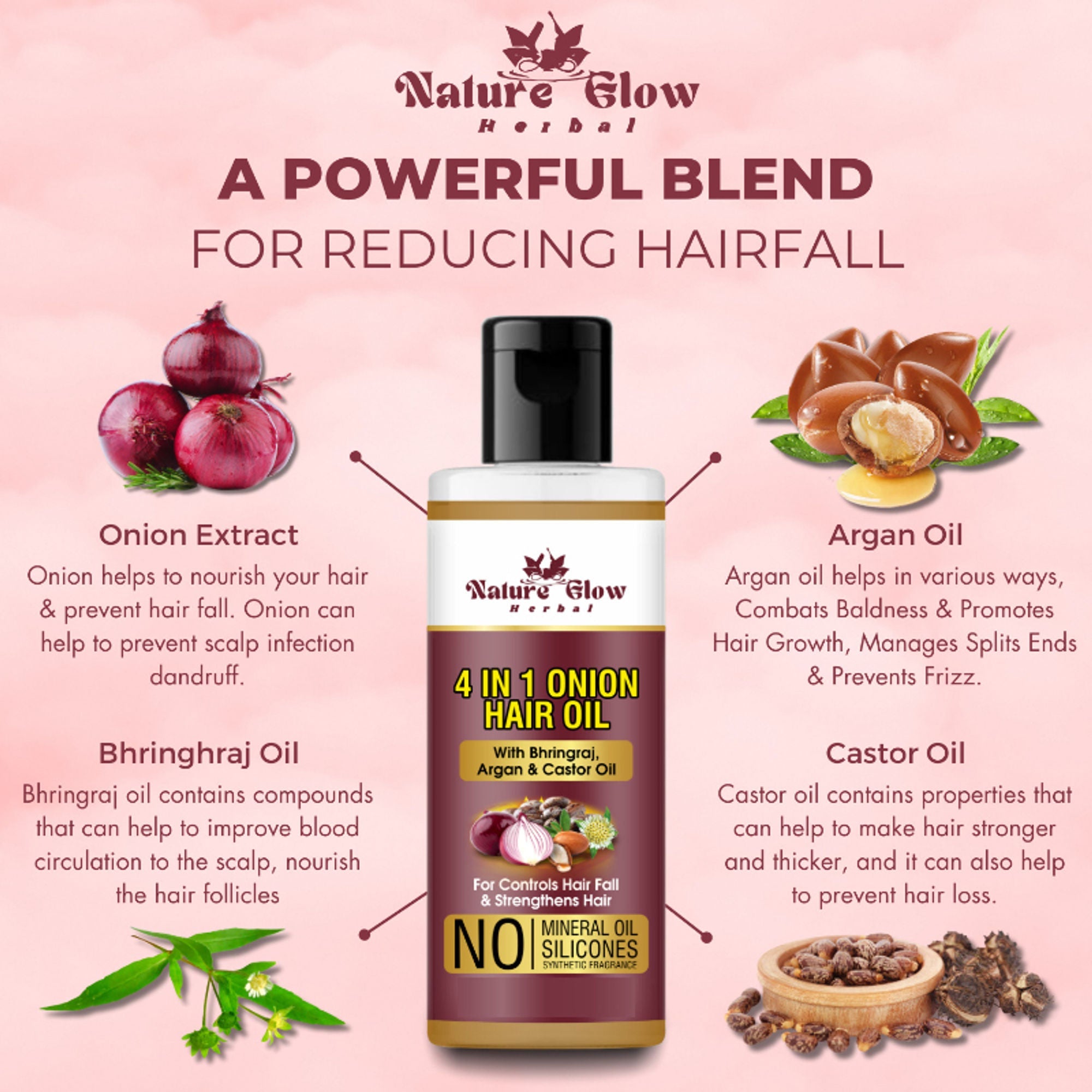 Nature Glow Herbal Bhringraj & 4 In 1 Hair Oil Combo
