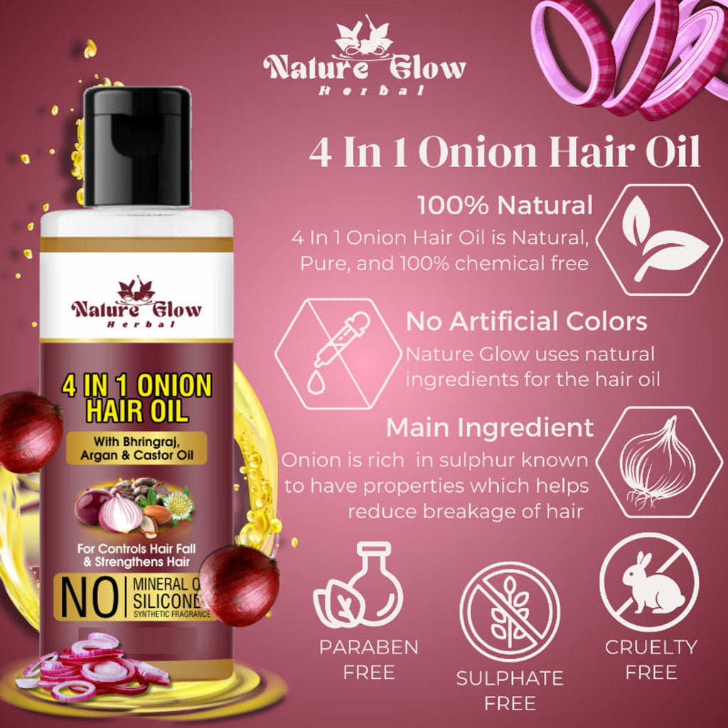 Nature Glow Herbal Bhringraj & 4 In 1 Hair Oil Combo