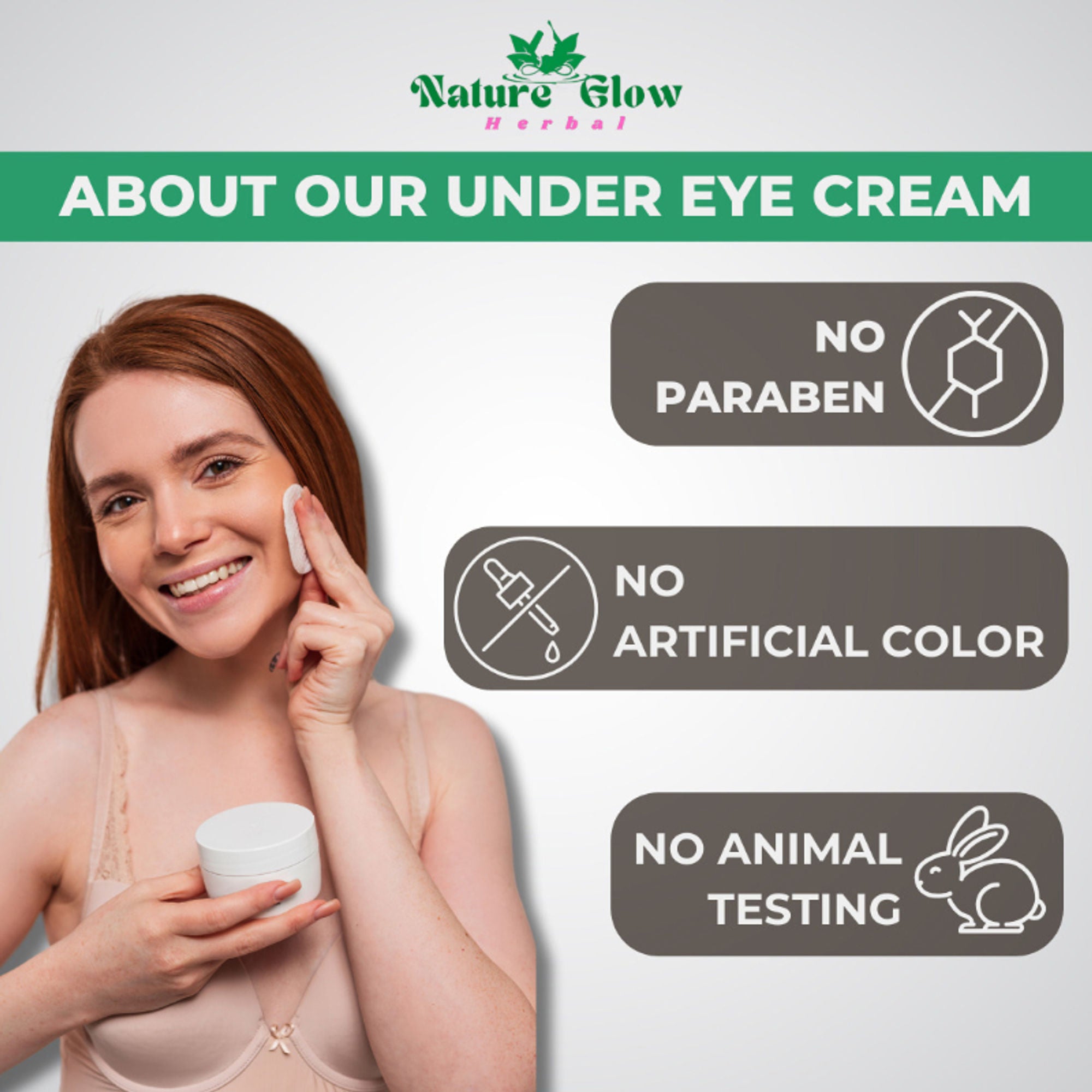 Nature Glow Herbal Under Eye Cream, Brighten, Hydrate