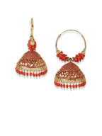 Gold-Plated Alloy Hoop And Jhumki Earrings - The Pari - Distacart