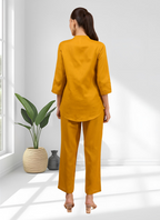 Joban Fashion Mustard Cotton, Linen Embroidered Readymade Cord Set - Distacart