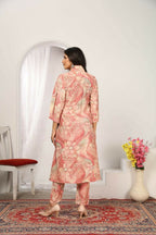 Jyoti Fashion Women's Peach Rayon Floral Print with Side Pocket Kurtis & Sets