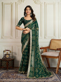 Ai Fashion Dark Green Georgette Rajwadi Bandhani Print Party Wear Saree - Distacart