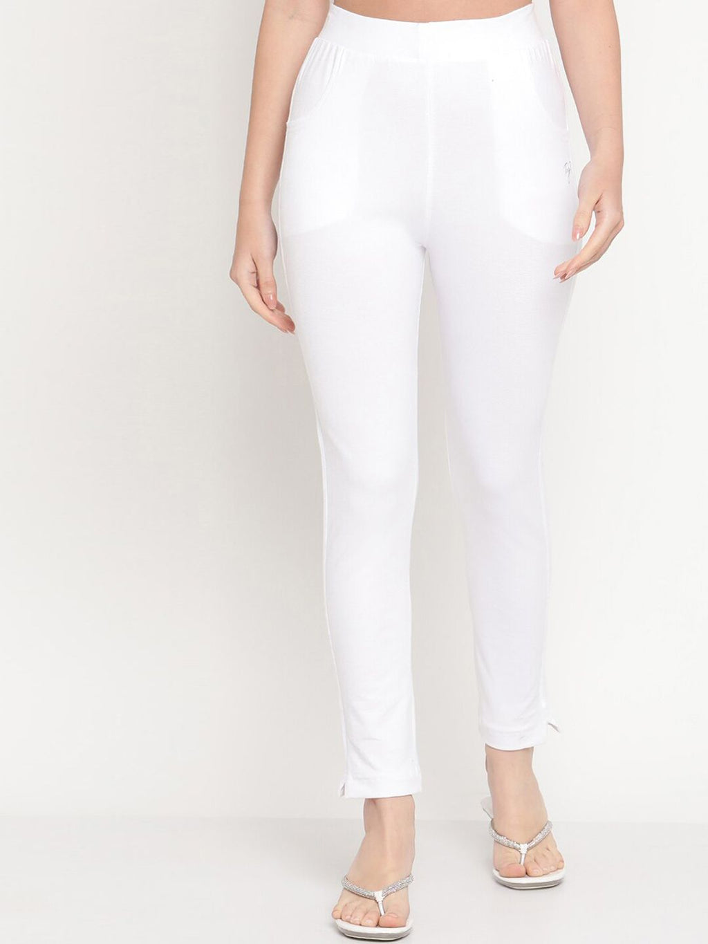 TAG 7 Women White Pack of 2 Straight Fit Ankle-Length Leggings