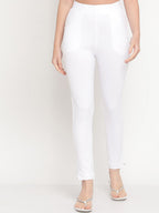 TAG 7 Women White Pack of 2 Straight Fit Ankle-Length Leggings