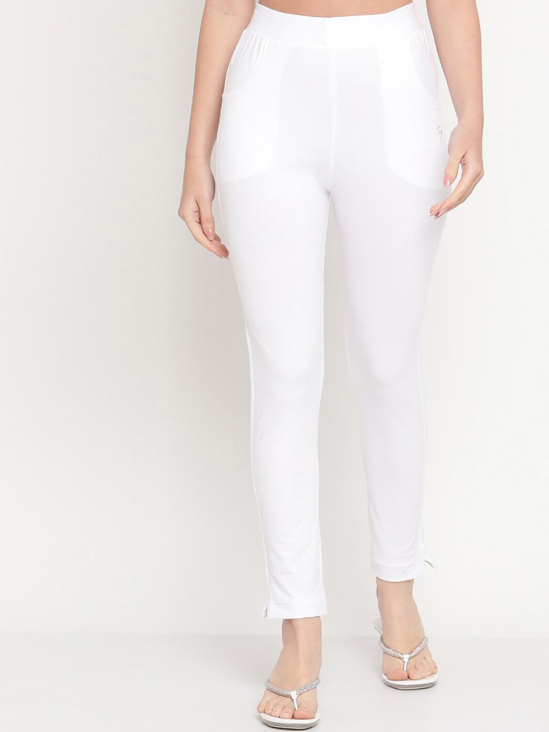 TAG 7 Women White Pack of 2 Straight Fit Ankle-Length Leggings