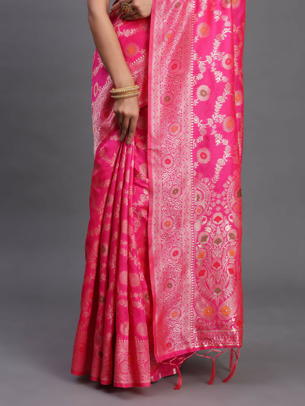 Shree Shyam Fashion Banarasi Silk Pink Saree - Distacart