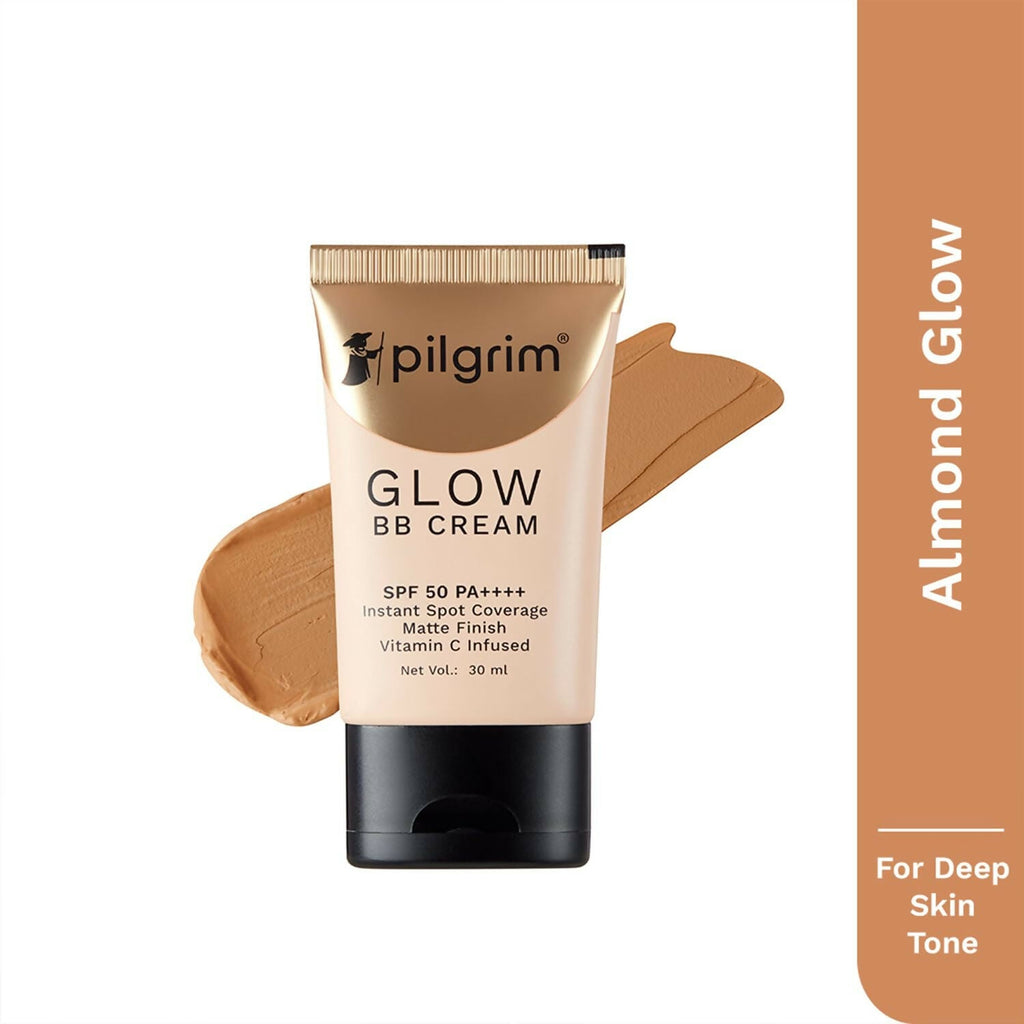 Pilgrim Glow BB Cream SPF 50 PA++++ Instant Spot Coverage Matte Finish Vitamin C Infused - Almond Glow - Distacart