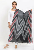 Mominos Fashion Moeza Women's Handloom Cotton Ikkat Maroon/Black Dupatta - Distacart