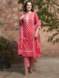Sangria Printed Pure Cotton Kurta With Trouser & Dupatta