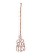 Saraf RS Jewellery Rose Gold-Plated White AD Studded Jewellery Set With Maang Tika - Distacart