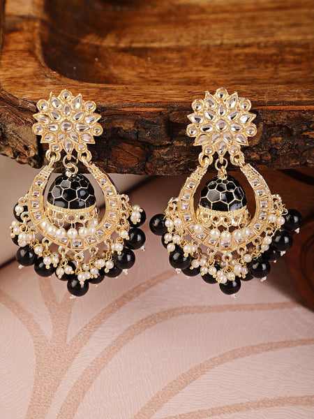 Shining Diva Black Classic Chandbalis Earrings