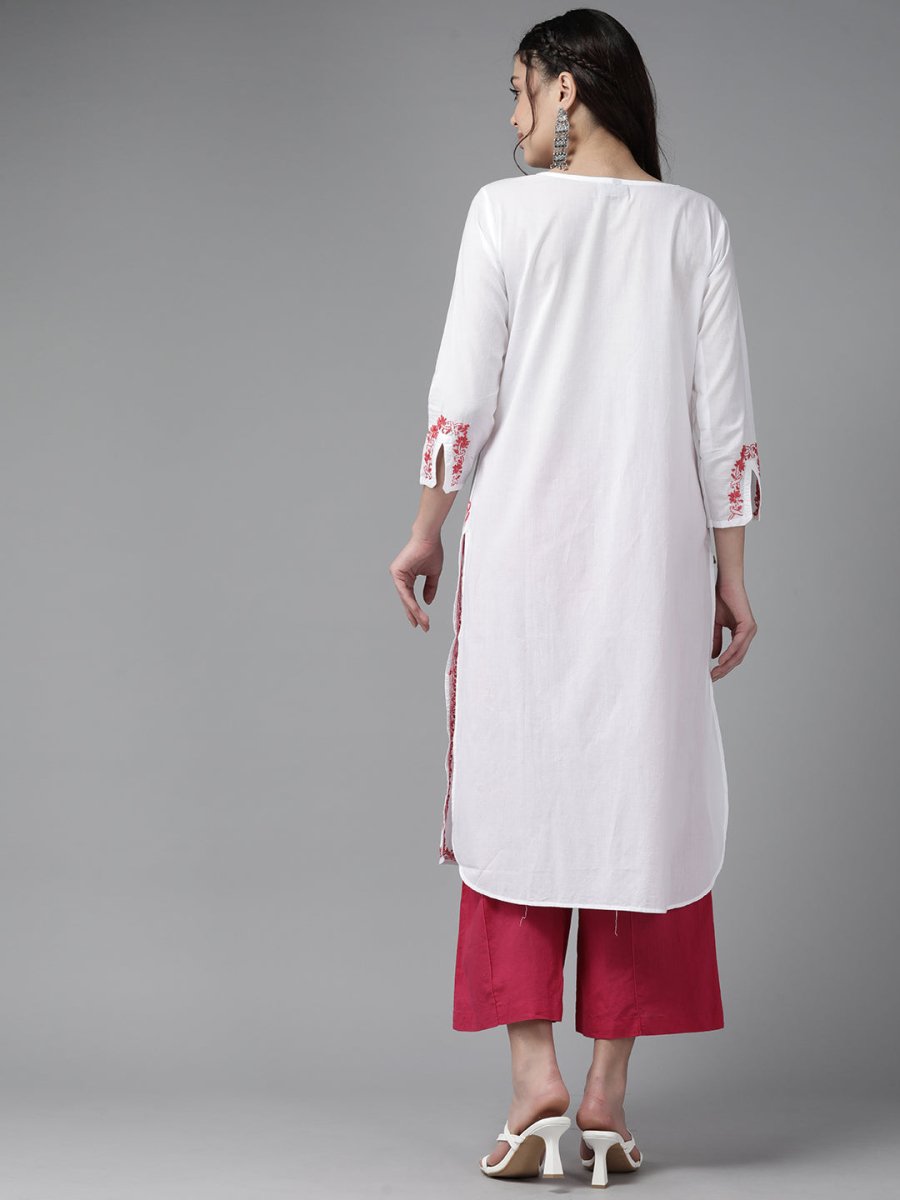 ADA Ethnic Motifs Chikankari Embroidered Floral Kurta