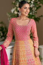 Anaita Peach Georgette Readymade Anarkali Suit with Embroidery Zarkan Work - Distacart