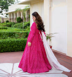 Pink Pure Maslin Bandhej Print Work Stitched Suit With Dupatta - Anbazaar - Distacart