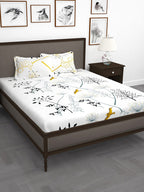 Story@home White & Blue Floral King Bedsheet with 2 Pillow Covers - Distacart