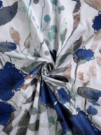 BOMBAY DYEING Blue & White Floral Cotton 144 TC Queen Bedsheet With 2 Pillow Covers