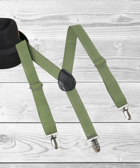 Manet Boys Solid Suspenders - Olive Green