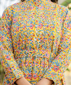 Kaajh Women's Yellow Floral Handblock Print Cotton Dress - Distacart