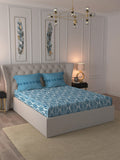 MYTRIDENT Blue White Ethnic Motifs Cotton 120 TC Queen Bedsheet With 2 Pillow Covers