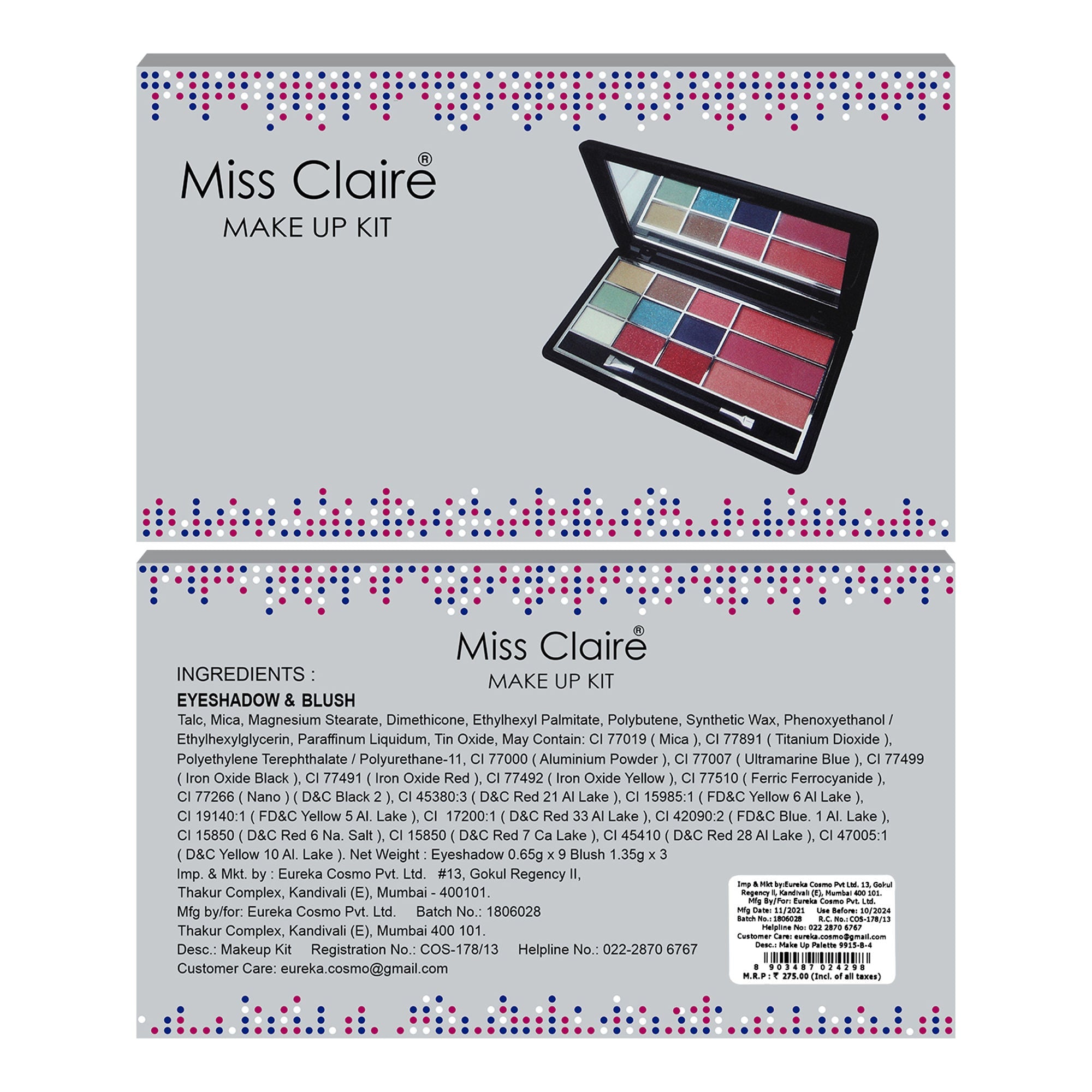 Miss Claire Make Up Palette - 9915 B-4 - Distacart