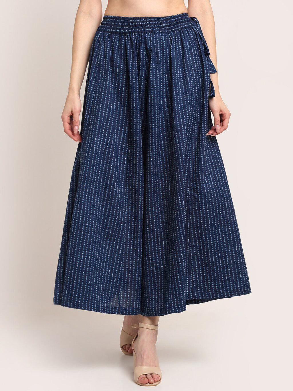 TAG 7 Women Cotton Polka Dot Printed Flared Palazzos