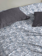 MYTRIDENT Dusk and Dawn Blue Ethnic Motifs Cotton 144 TC Queen Bedsheet 2 Pillow Covers