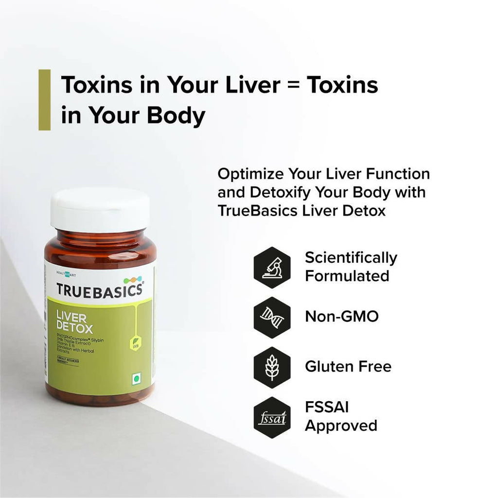 TrueBasics Liver Detox Tablets with Milk Thistle Extract, Dandelion, & Vitamin E - Distacart