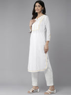 ADA Ethnic Motifs Chikankari Embroidered Cotton Kurta