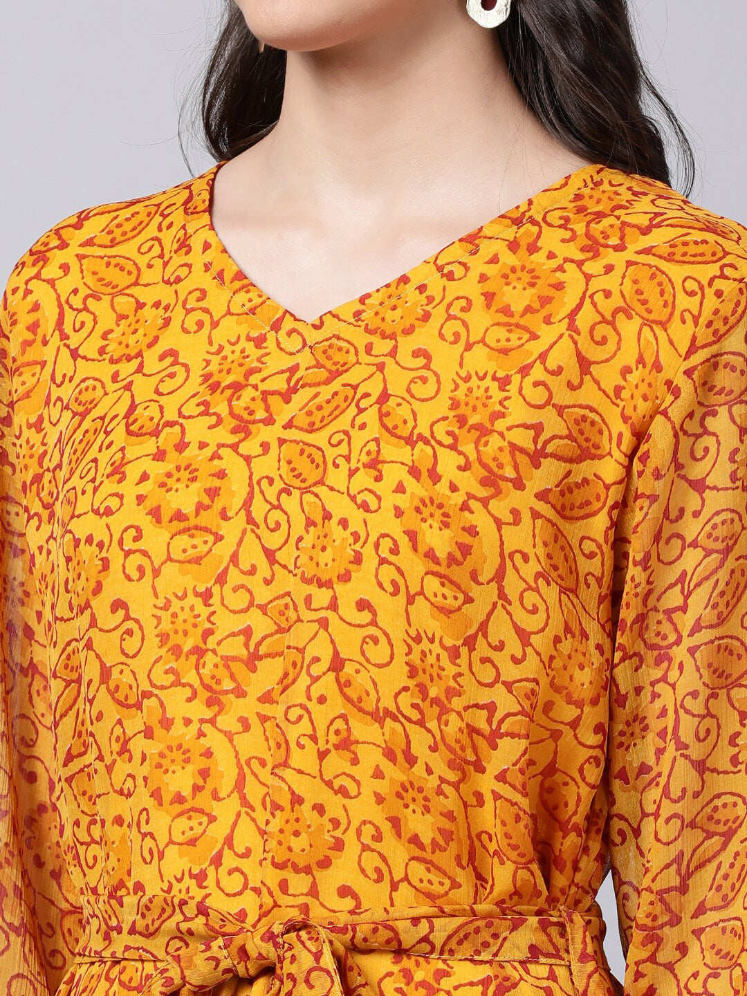 Souchii Yellow Floral Layered Chiffon Maxi Dress - Distacart