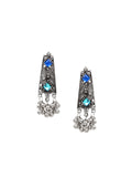 Cardinal Oxidised Silver-Toned & Blue Stones-Studded & Beaded Jewellery Set - Distacart
