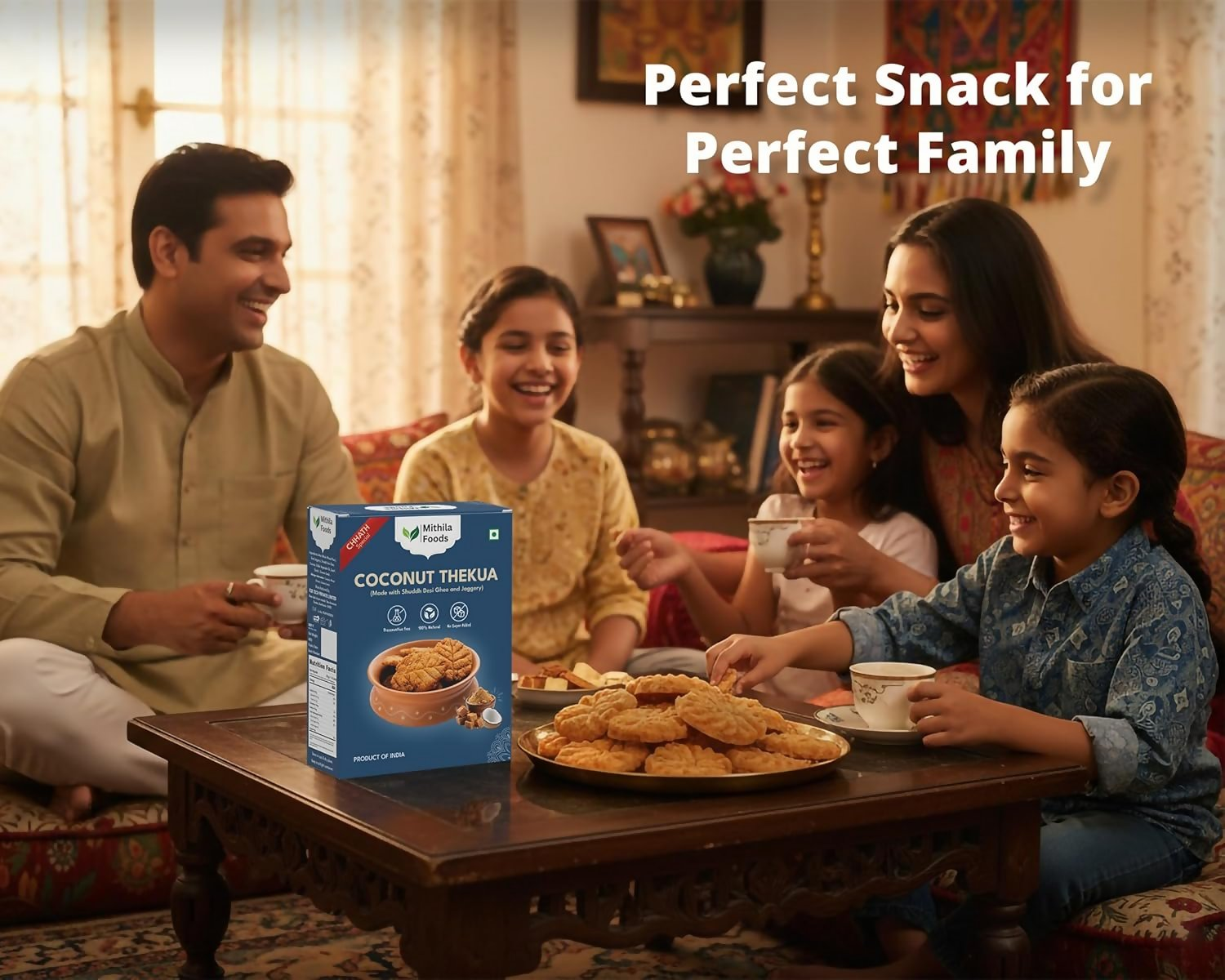 Mithila Foods Bihari Coconut Thekua With Desi Ghee Jaggery & Sesame Seeds - Distacart