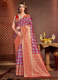 Purple Patola Silk Zari Woven Design Saree with Unstitched Blouse Piece - Aachal