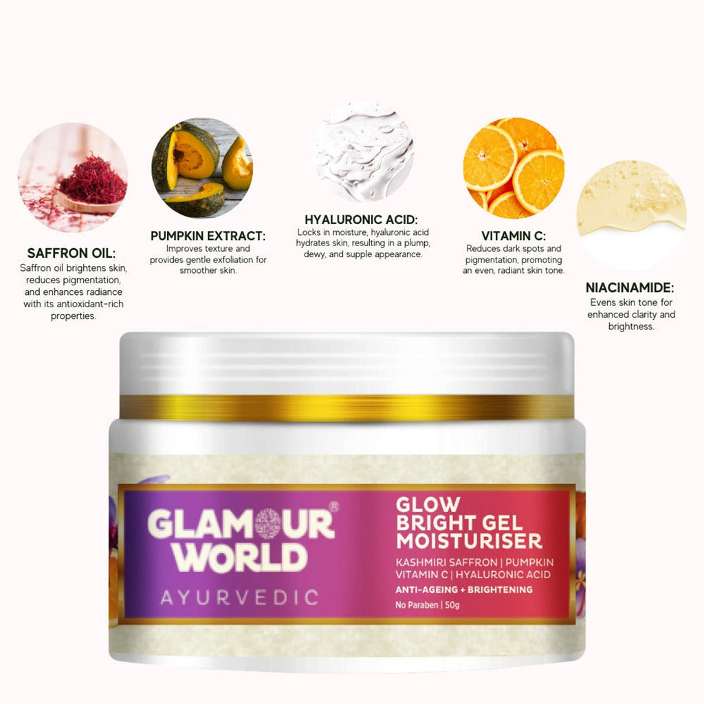 GLAMOUR WORLD AYURVEDIC Glow Bright Gel Moisturiser - Distacart