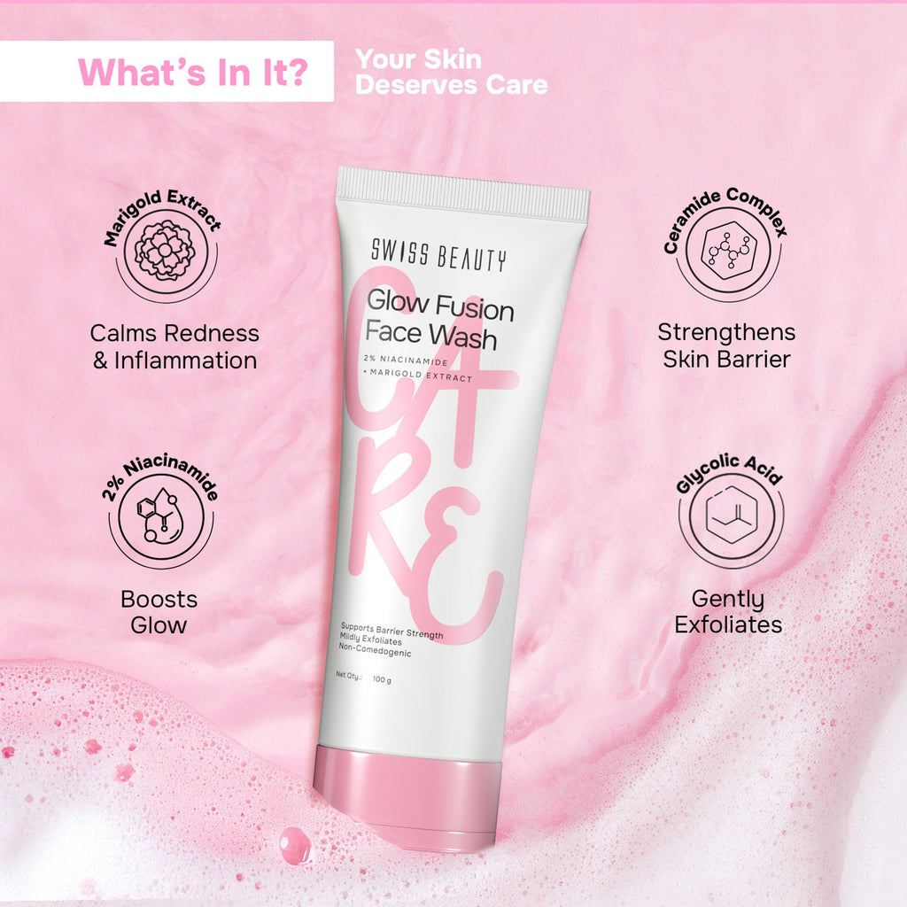 Swiss Beauty Care Glow Fusion Face Wash - 2% Niacinamide & Marigold Extract
