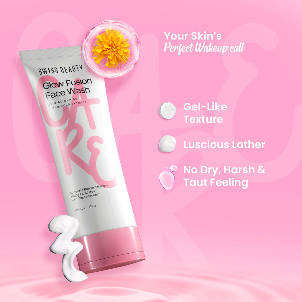 Swiss Beauty Care Glow Fusion Face Wash - 2% Niacinamide & Marigold Extract