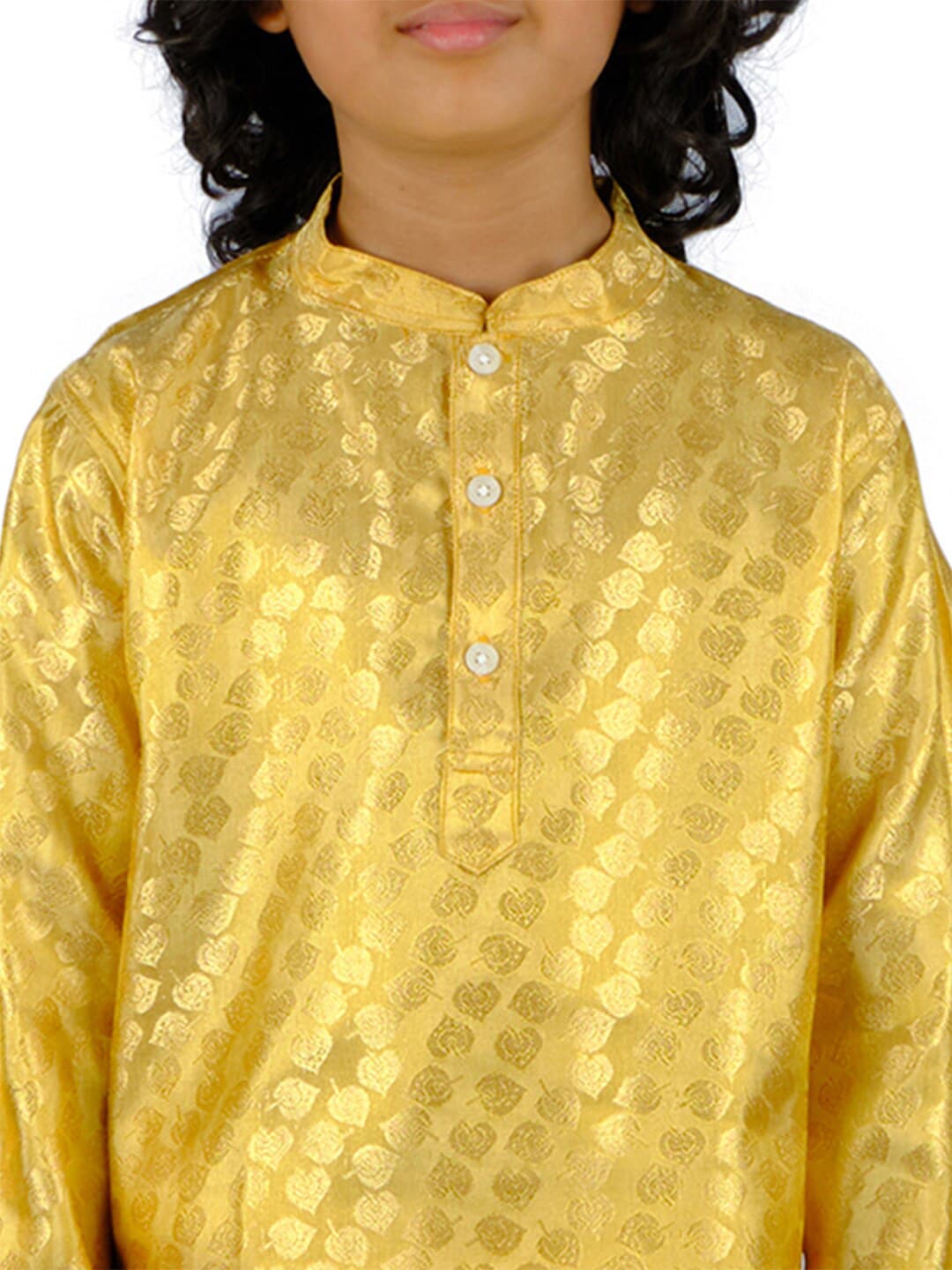 Sethukrishna Boys Gold-Toned Floral Regular Kurta with Dhoti Pants