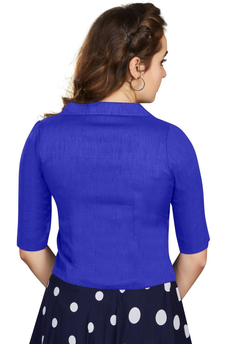 Aastha Fashion Women's Women's Blue Art Silk Button Readymade Blouse