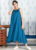 Pimu Cotton Solid Dress for Women - Teal Blue