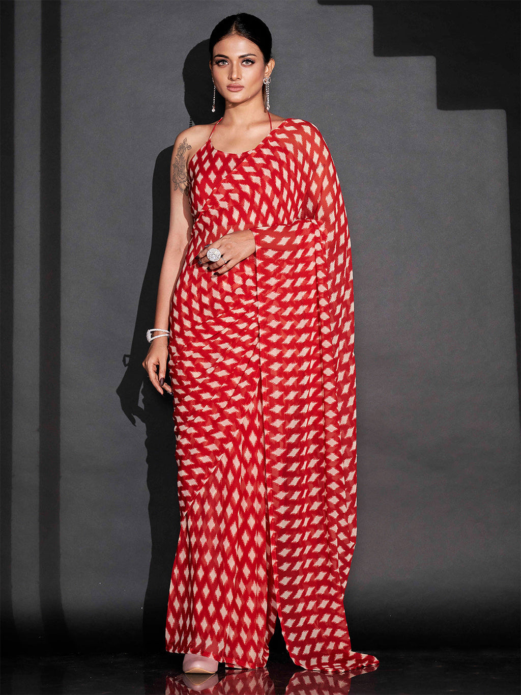 Tikhi Imli Ethnic Motifs Printed Ready To Wear Saree - Distacart