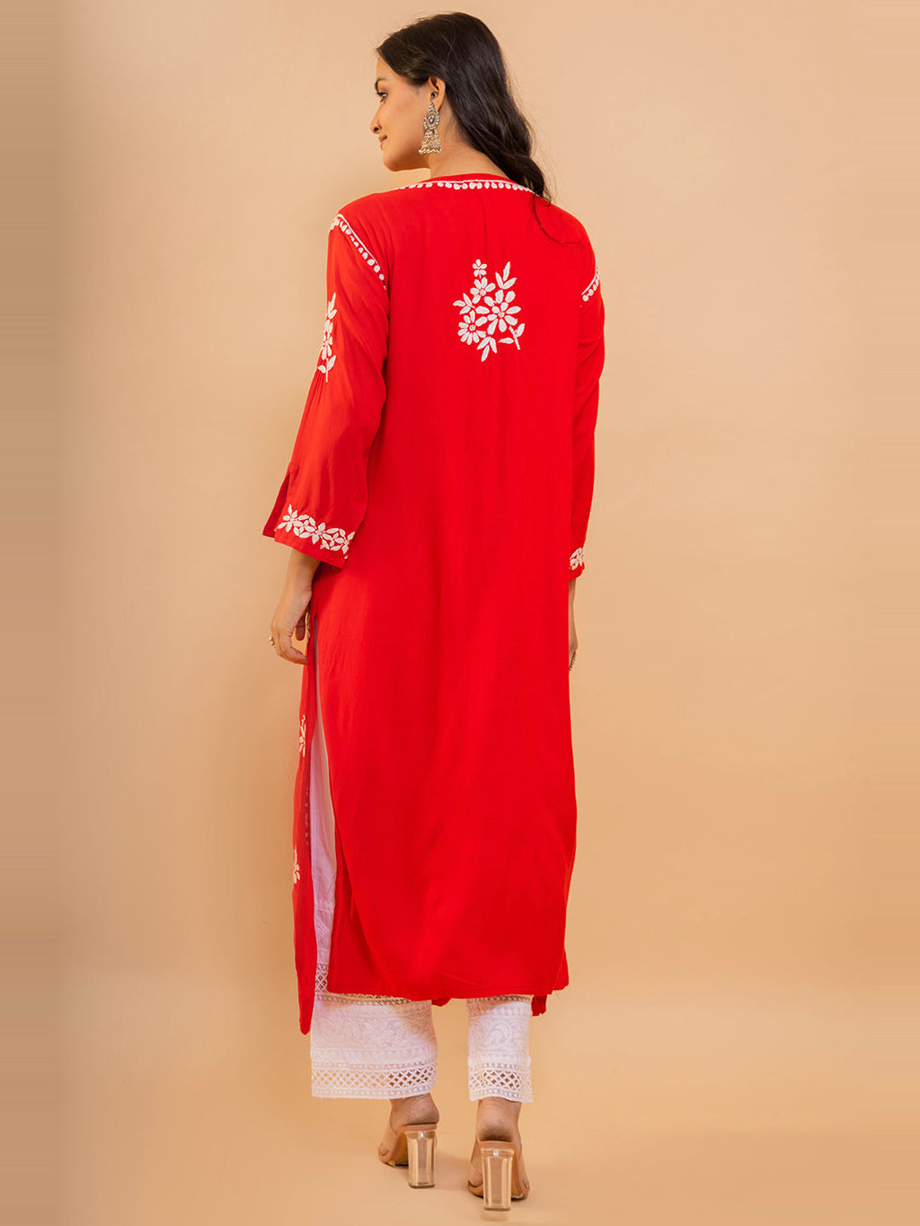 HOUSE OF KARI Cotton Floral Embroidered Chikankari Kurta