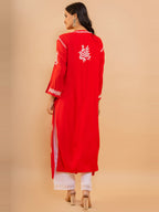 HOUSE OF KARI Cotton Floral Embroidered Chikankari Kurta