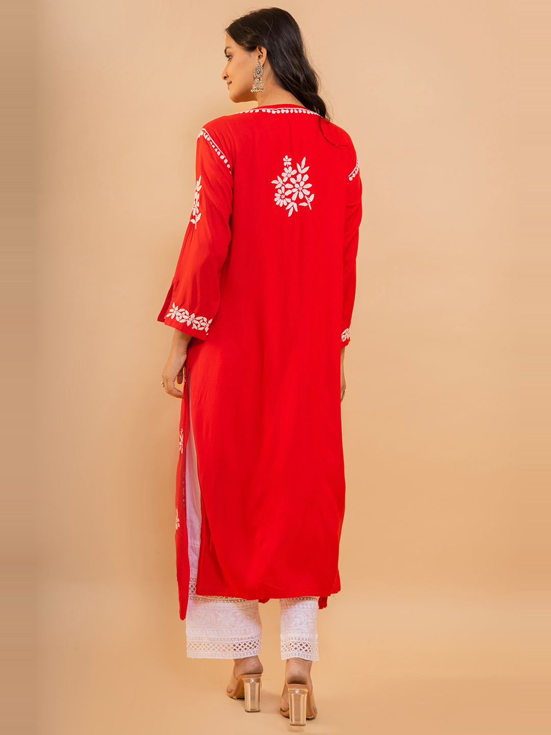 HOUSE OF KARI Cotton Floral Embroidered Chikankari Kurta