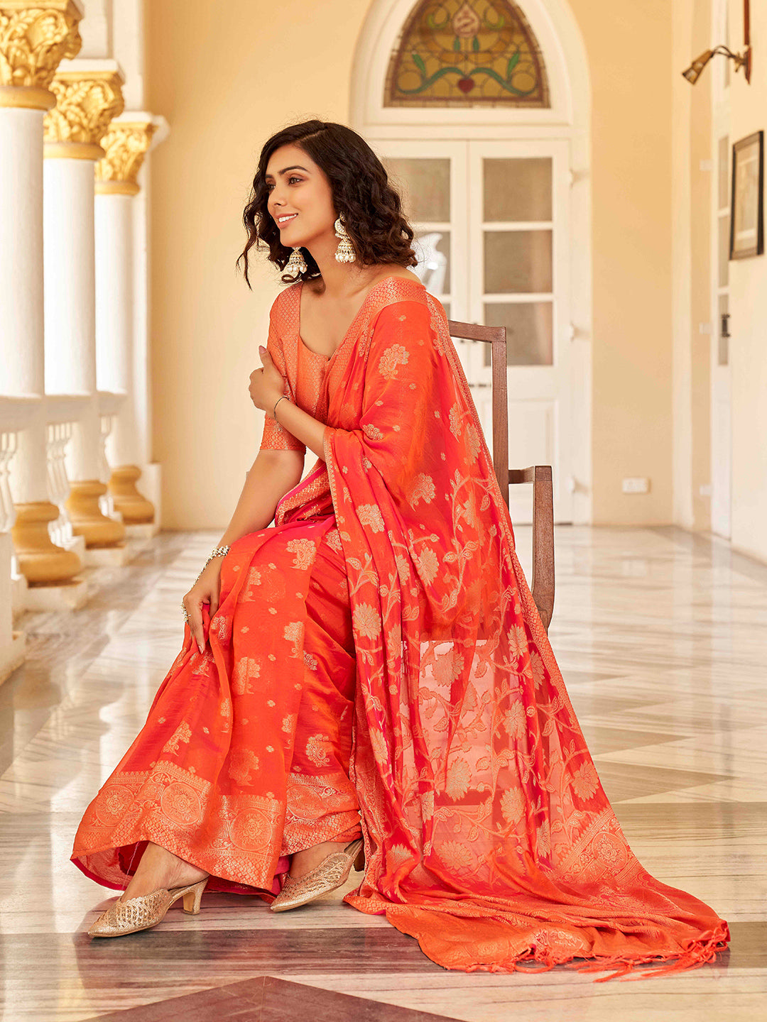 Tikhi Imli Ethnic Motifs Zari Art Silk Saree