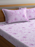 BOMBAY DYEING Pink Floral Cotton 120 TC King Bedsheet with 2 Pillow Covers