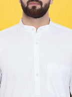 Even Apparels Men's Pure Cotton Self Design White Kurta