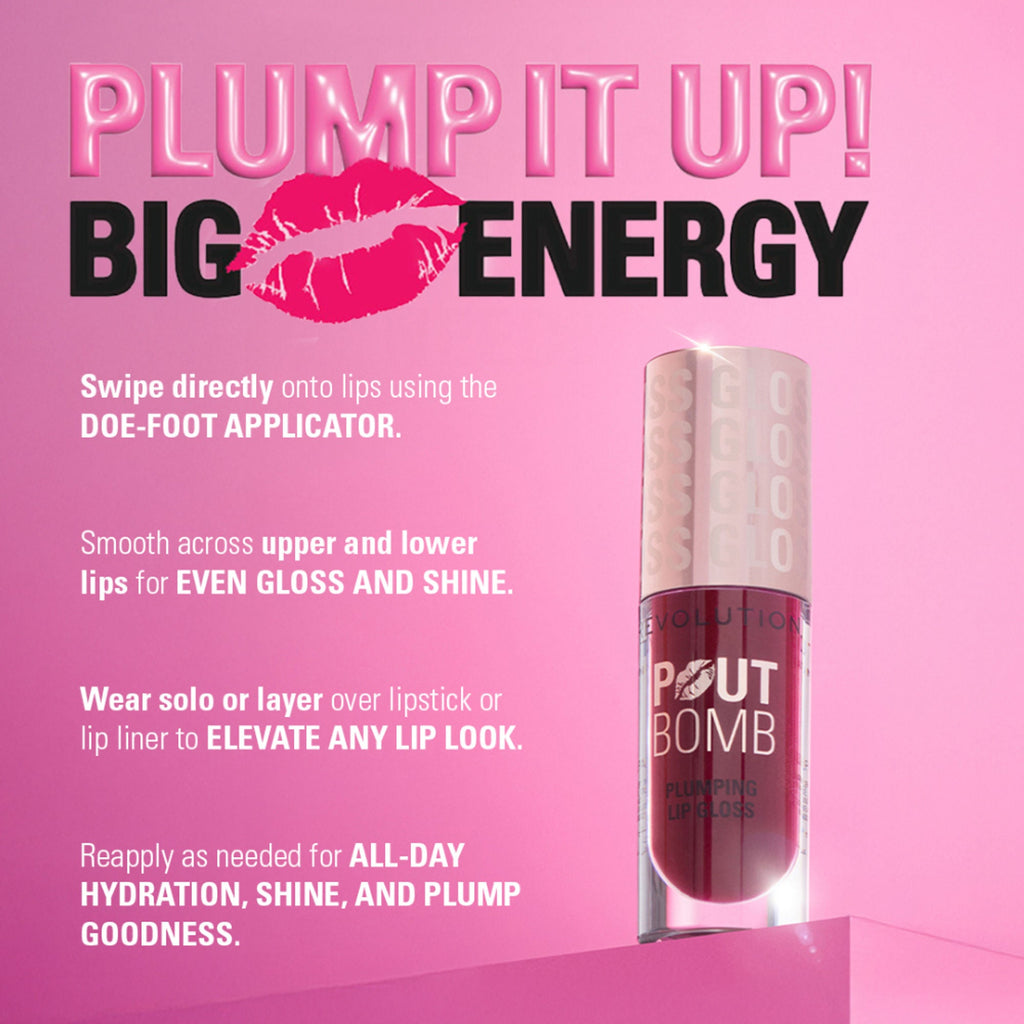 Makeup Revolution Pout Bomb Plumping Gloss - Jelly Berry Mauve - Distacart