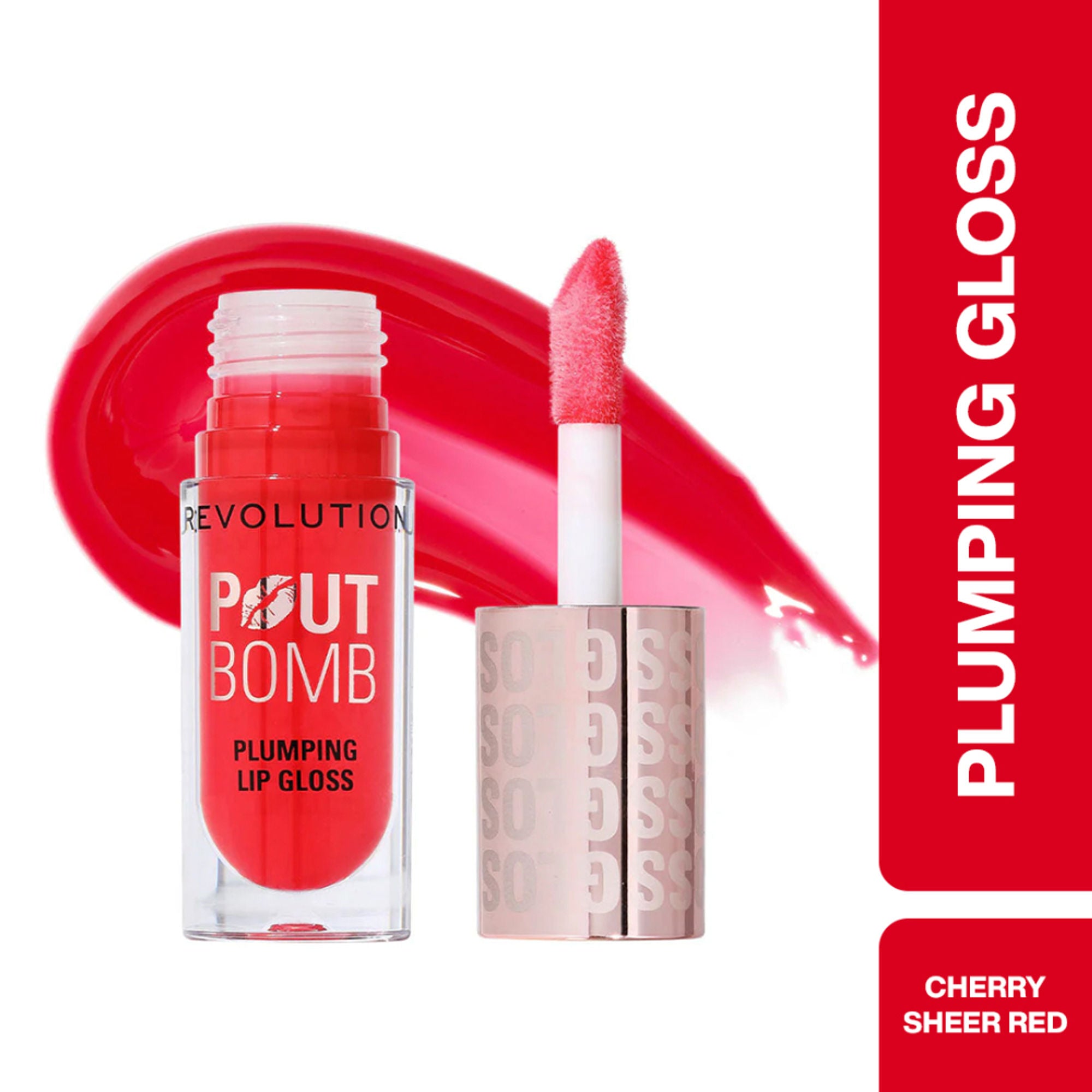 Makeup Revolution Pout Bomb Plumping Gloss - Cherry Sheer Red